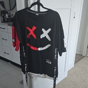 Black and Red Graphic Men's Shirt